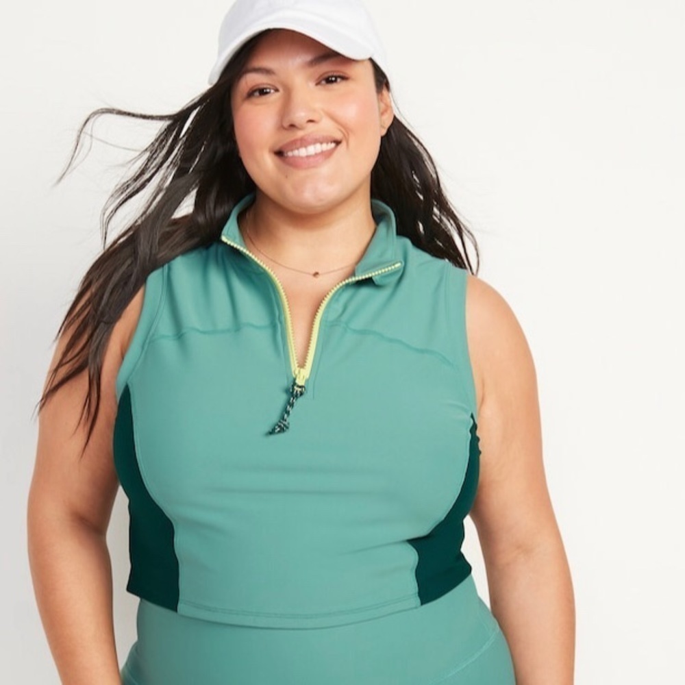 NEW! Old Navy English Ivy PowerSoft 1/2-Zip Sleeveless Cropped Top 🏃♀️ - Picture 6 of 9